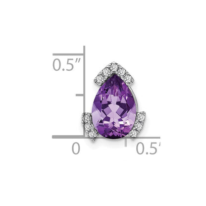 14K Weißgold Tropfen Amethyst und Echt Diamant Kette Anhänger