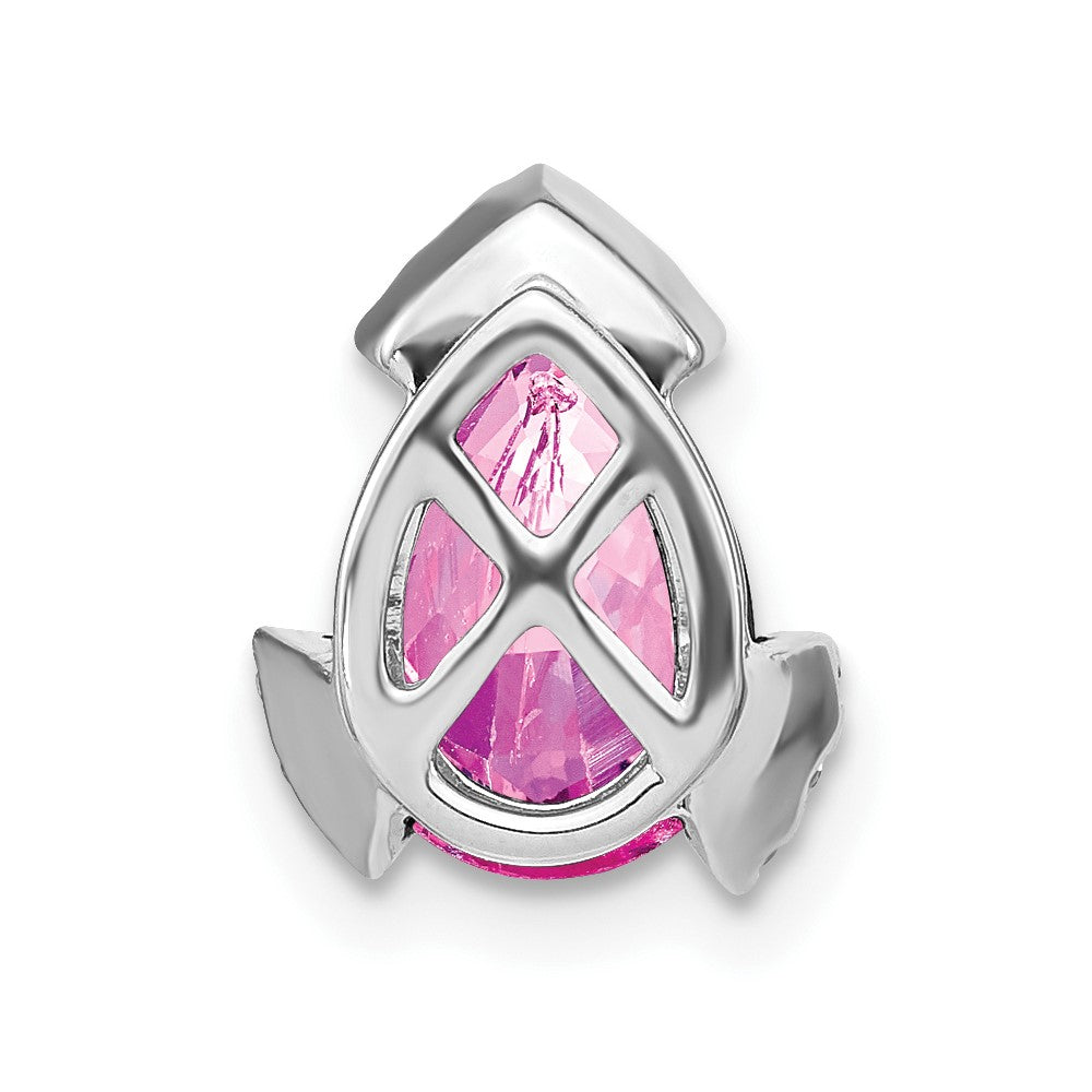 14K Weißgold Tropfen Erzeugt Rosa Saphir und Echt Diamant Kette Anhänger