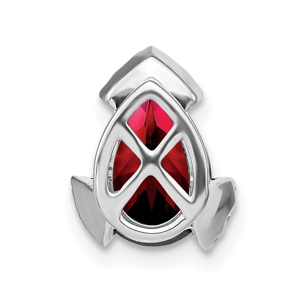 14K Weißgold Tropfen Granat und Echt Diamant Kette Anhänger