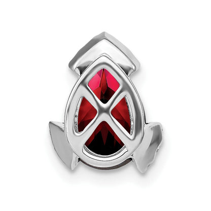 14K Weißgold Tropfen Granat und Echt Diamant Kette Anhänger