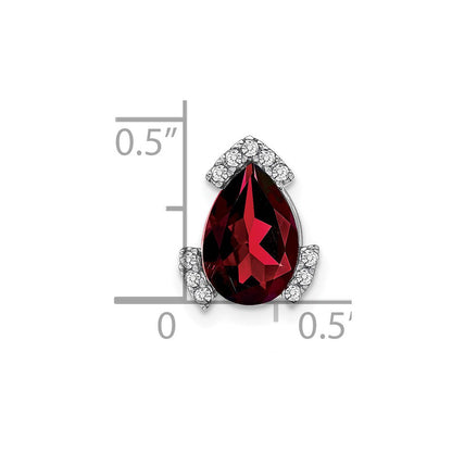 14K Weißgold Tropfen Granat und Echt Diamant Kette Anhänger