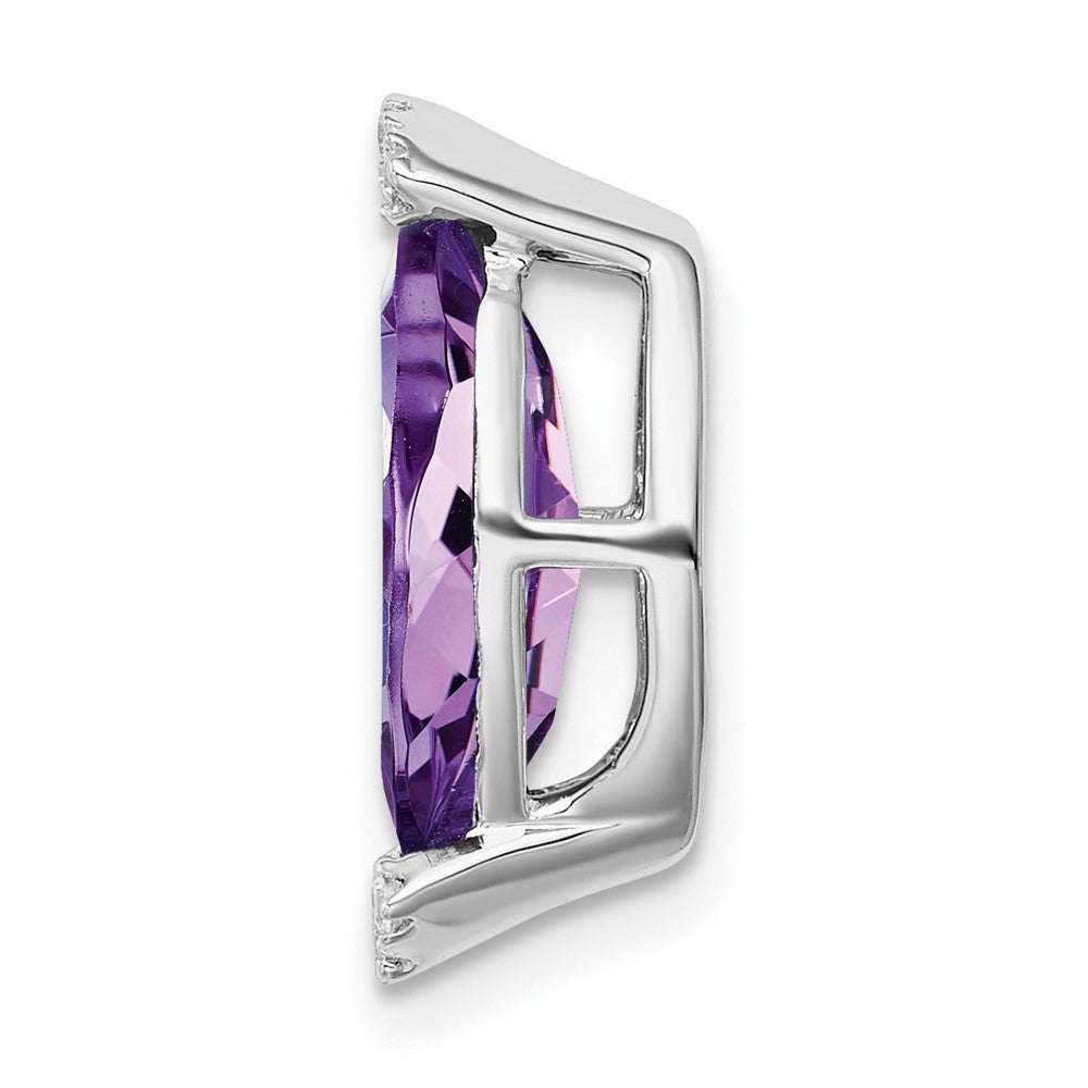 14K Weißgold Marquise Amethyst und Echt Diamant Kette Anhänger
