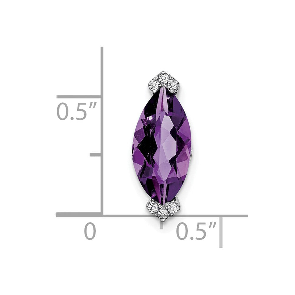 14K Weißgold Marquise Amethyst und Echt Diamant Kette Anhänger