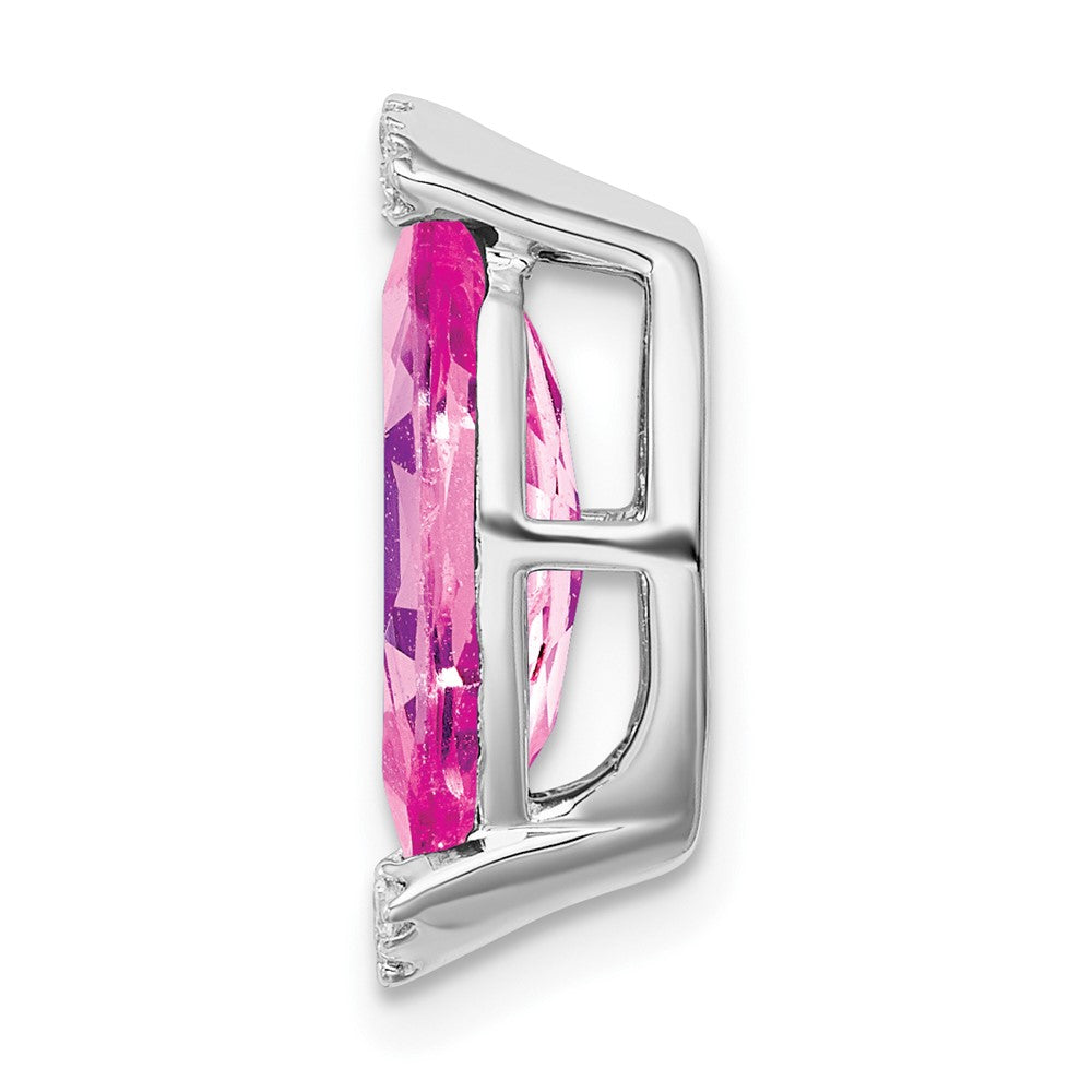 14K Weißgold Marquise Creat. Rosa Saphir/real Diamant Kette Anhänger