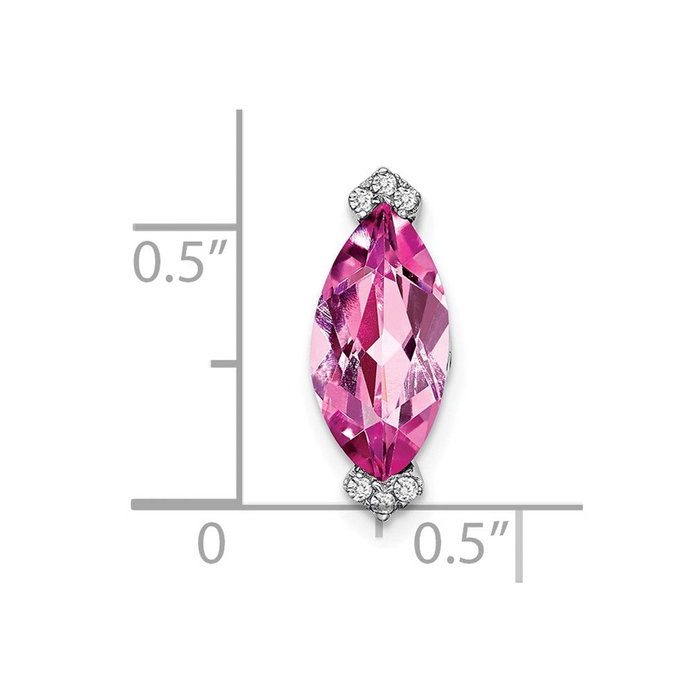 14K Weißgold Marquise Creat. Rosa Saphir/real Diamant Kette Anhänger