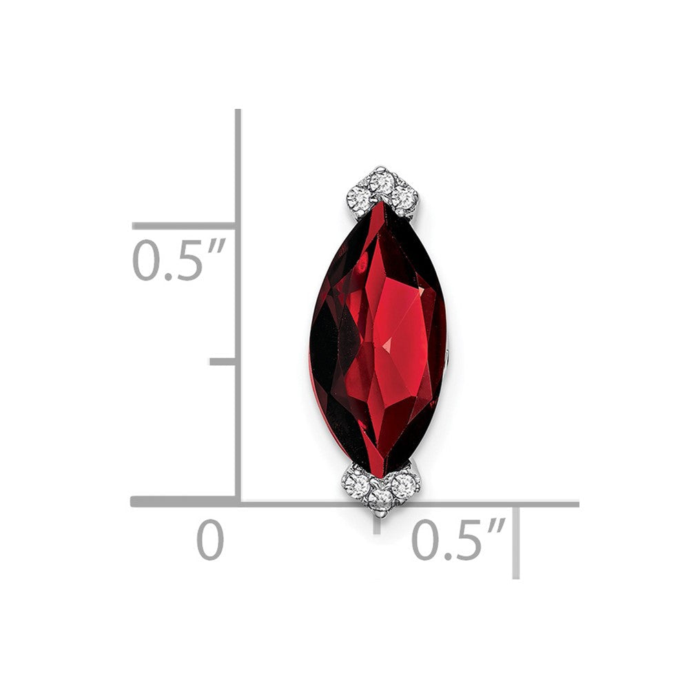 14K Weißgold Marquise Granat und Echt Diamant Kette Anhänger