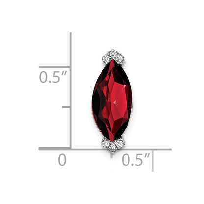 14K Weißgold Marquise Granat und Echt Diamant Kette Anhänger