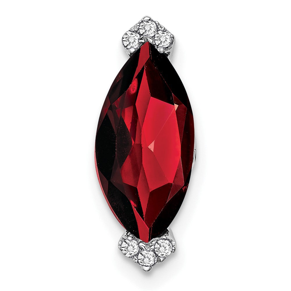 14K Weißgold Marquise Granat und Echt Diamant Kette Anhänger