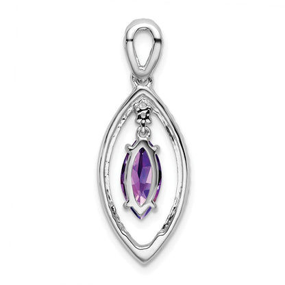14K Weißgold Marquise Amethyst und Echt Diamant Kette Anhänger