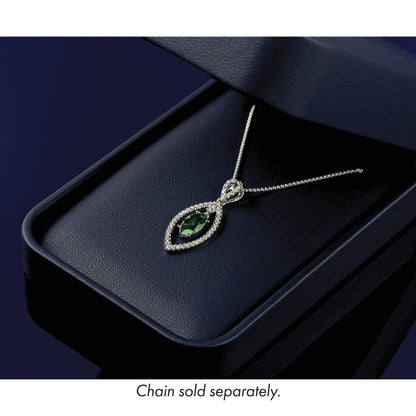 14 Karat Weißgold Gleitanhänger für Kette mit 0,33 ct. im Labor gezüchtetem Diamant VS/SI+ G+ und im Labor gezüchtetem Smaragd