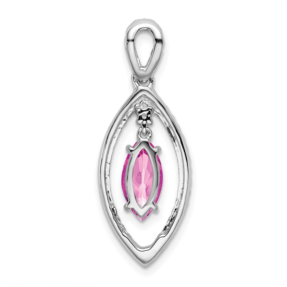 14K Weißgold Marquise Creat. Rosa Saphir/real Diamant Kette Anhänger