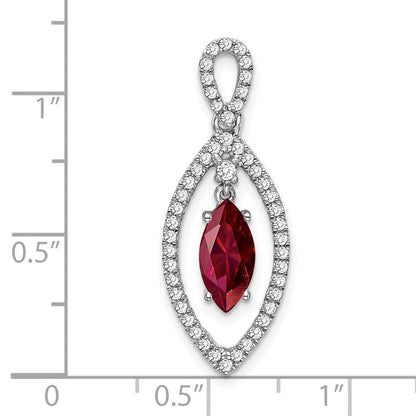 14K Weißgold 0,33 ct. Laborgezüchteter Diamant VS/SI+ G+ und Laborgezüchteter Rubin Ketten-Schiebeanhänger