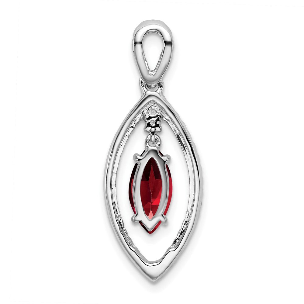 14K Weißgold Marquise Granat und Echt Diamant Kette Anhänger