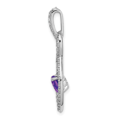 14K Weißgold Anhänger mit Amethyst und echtem Diamant