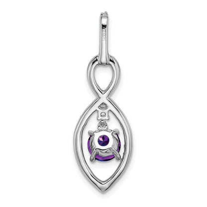 14K Weißgold Anhänger mit Amethyst und echtem Diamant