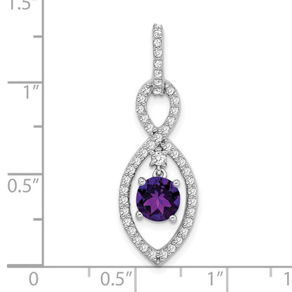 14K Weißgold Anhänger mit Amethyst und echtem Diamant