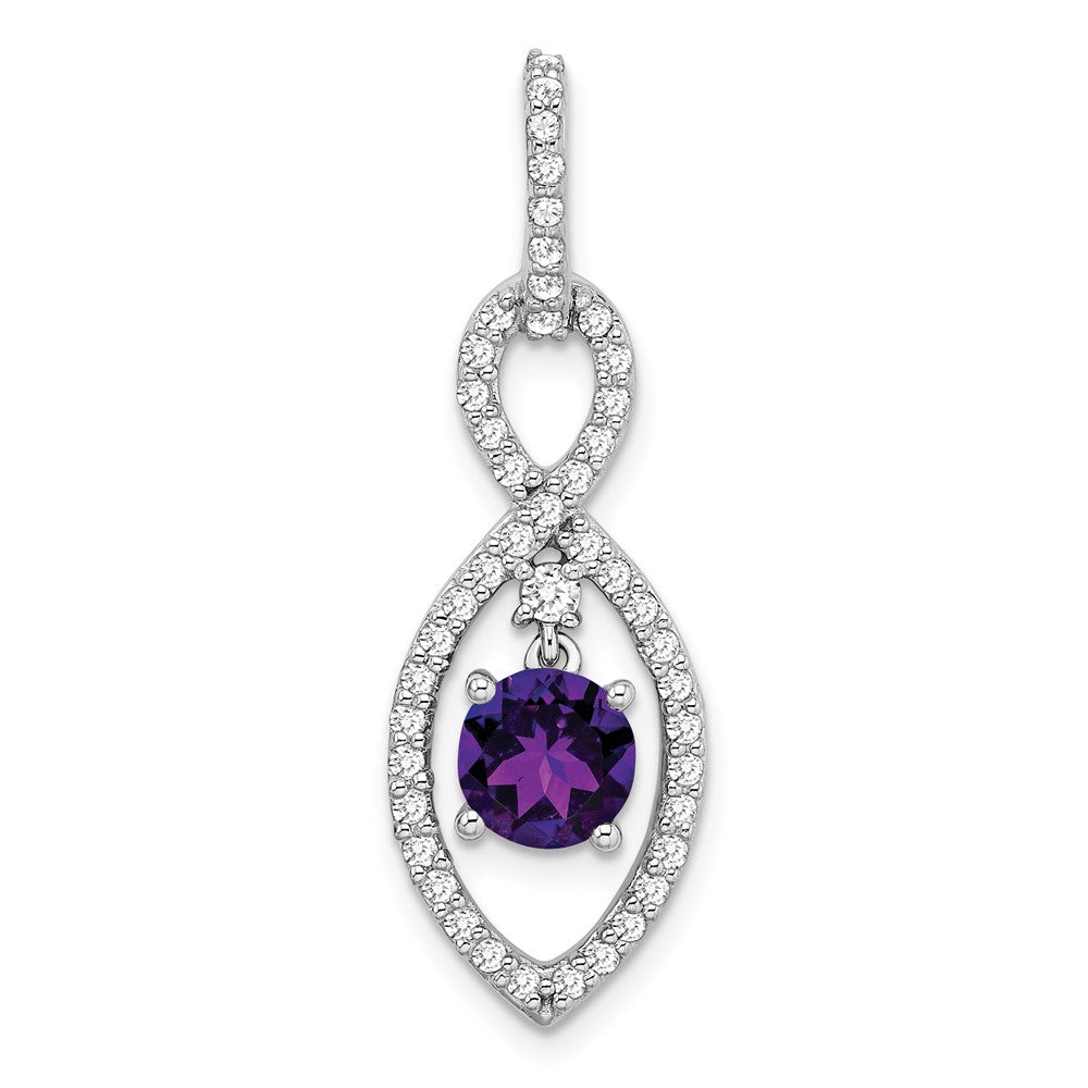 14K Weißgold Anhänger mit Amethyst und echtem Diamant