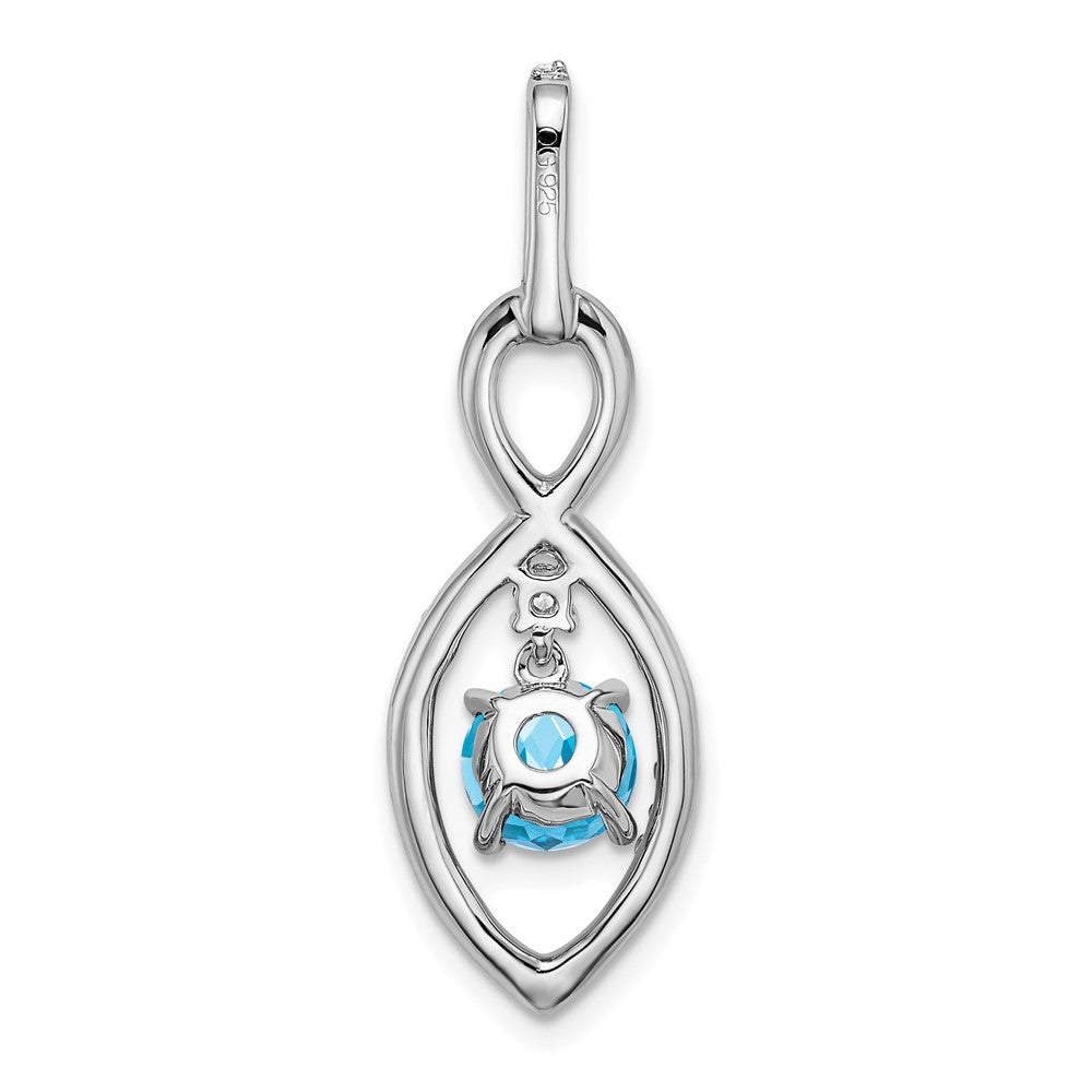 14k Weißgold Anhänger mit Blautopas und echten Diamanten