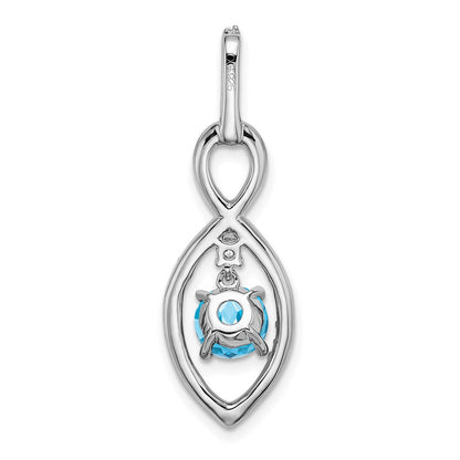 14k Weißgold Anhänger mit Blautopas und echten Diamanten