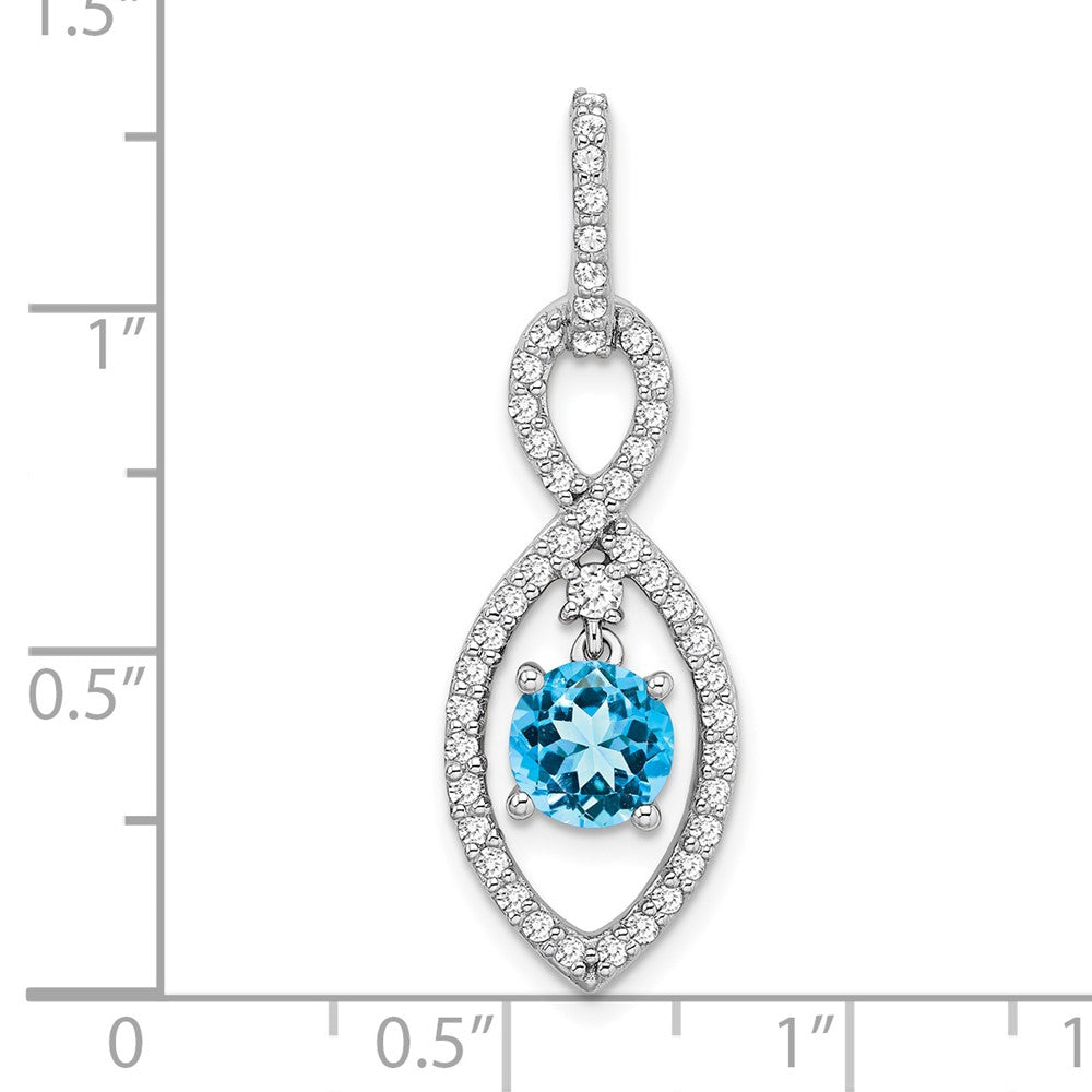 14k Weißgold Anhänger mit Blautopas und echten Diamanten