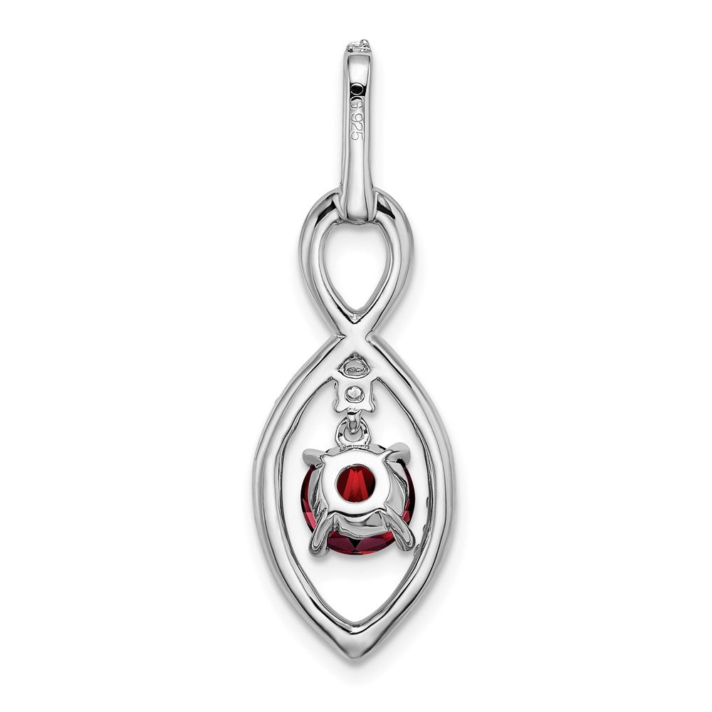 14K Weißgold Granat- und Echt-Diamant-Anhänger