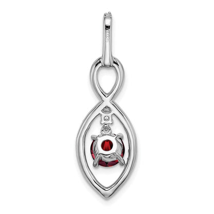 14K Weißgold Granat- und Echt-Diamant-Anhänger
