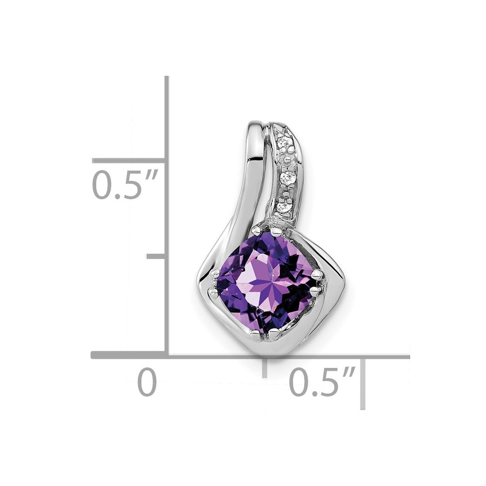14K Weißgold Anhänger mit Amethyst und echtem Diamant