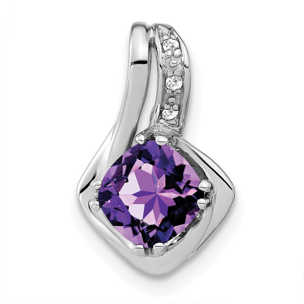 14K Weißgold Anhänger mit Amethyst und echtem Diamant
