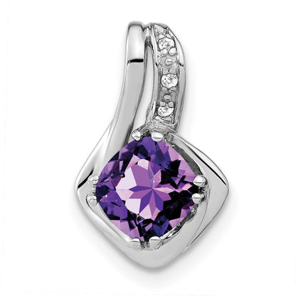 14K Weißgold Anhänger mit Amethyst und echtem Diamant