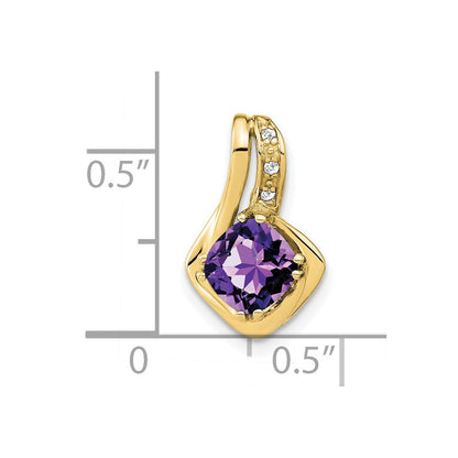 10K Gelbgold Anhänger mit Amethyst und echtem Diamant