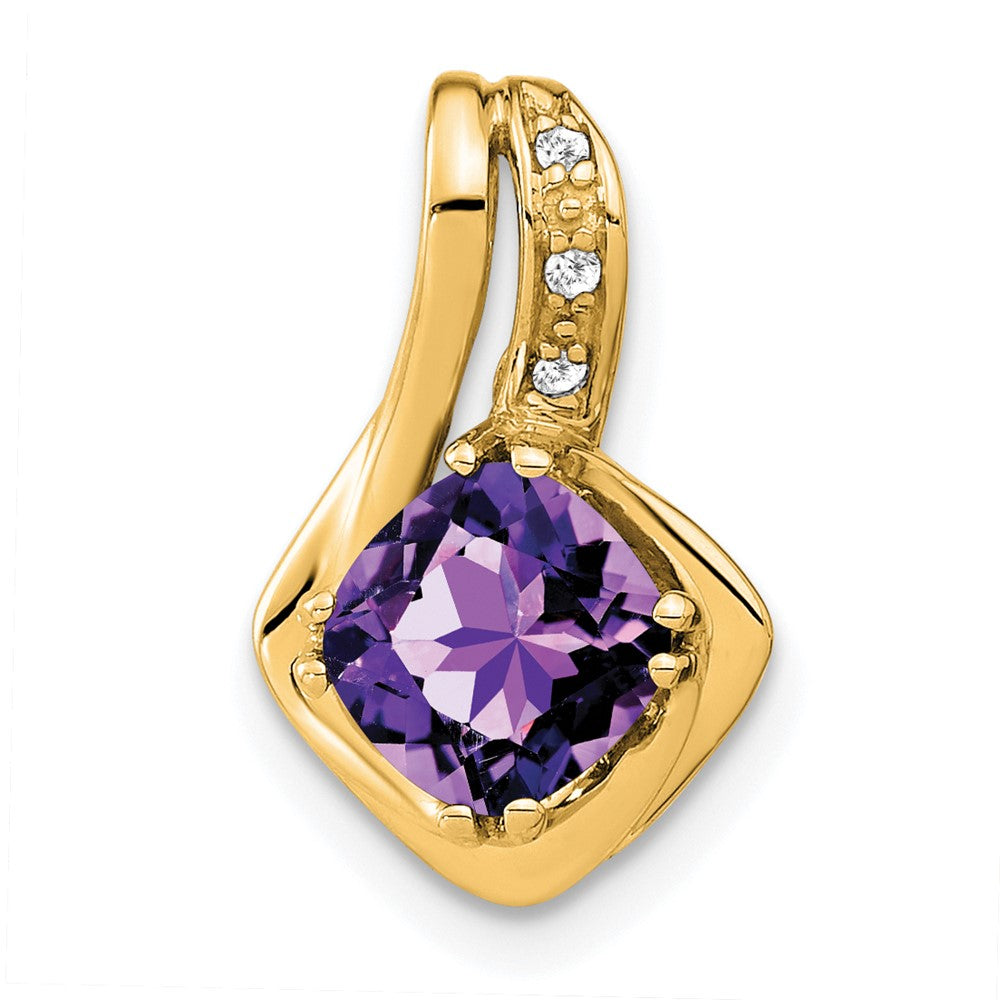 10K Gelbgold Anhänger mit Amethyst und echtem Diamant