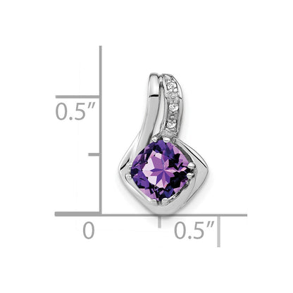 14K Weißgold Anhänger mit Amethyst und echten Diamanten