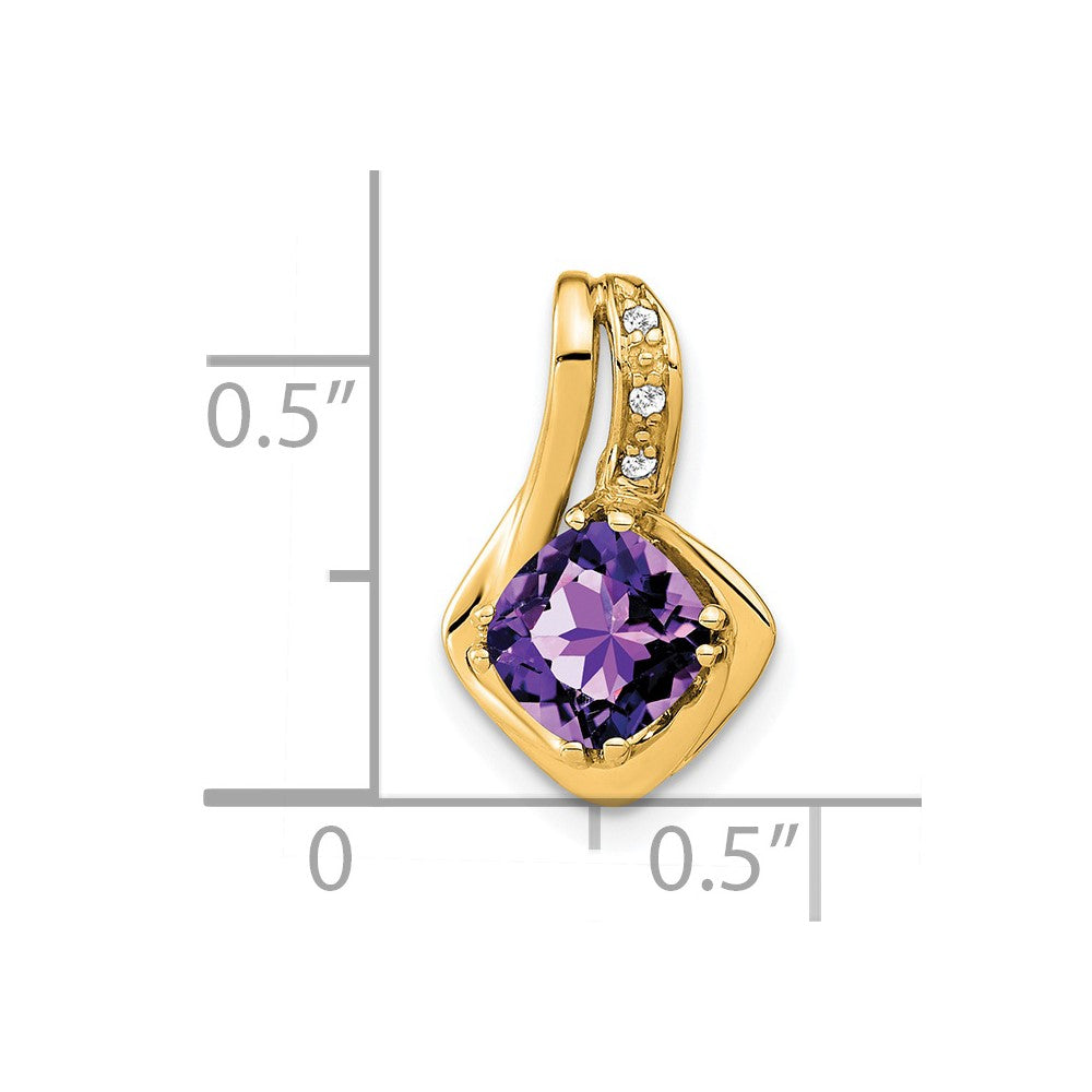 14K Gelbgold Amethyst- und Echtdiamant-Anhänger