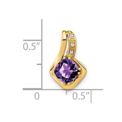 14K Gelbgold Amethyst- und Echtdiamant-Anhänger