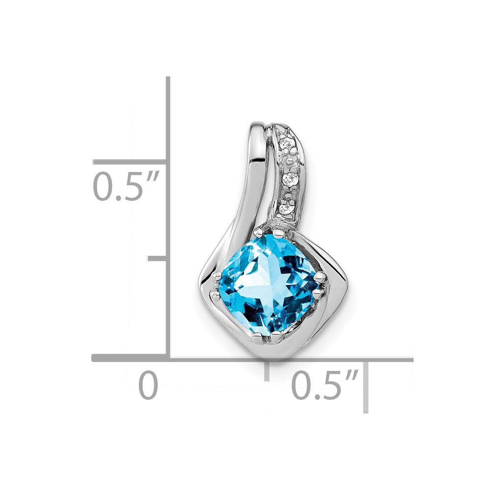 14K Weißgold Blautopas- und Echtdiamant-Anhänger