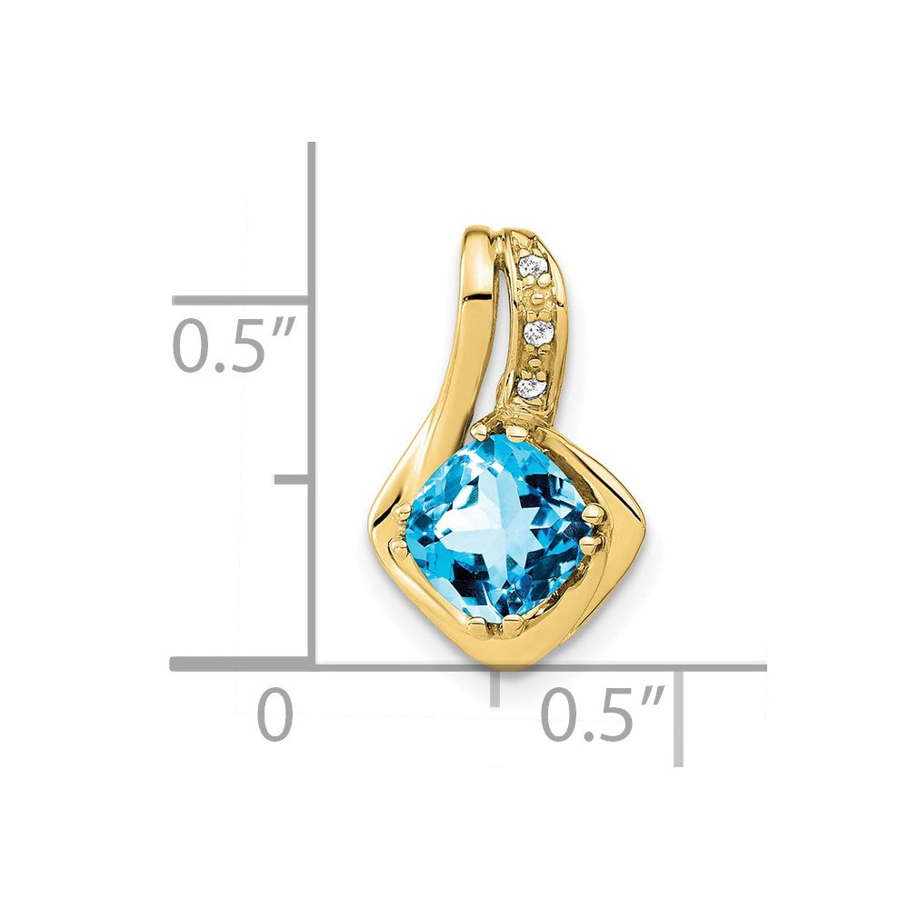 10K Gelbgold Blautopas- und Echtdiamant-Anhänger