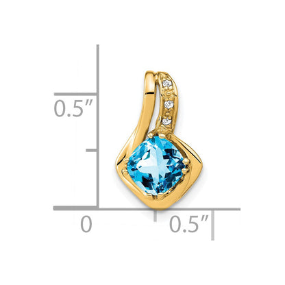 14K Gelbgold Anhänger mit Blautopas und echten Diamanten