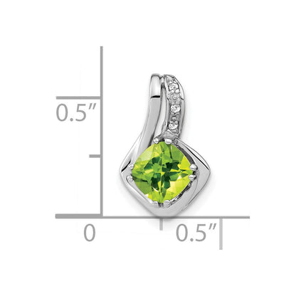 14K Weißgold Peridot- und Diamant-Anhänger