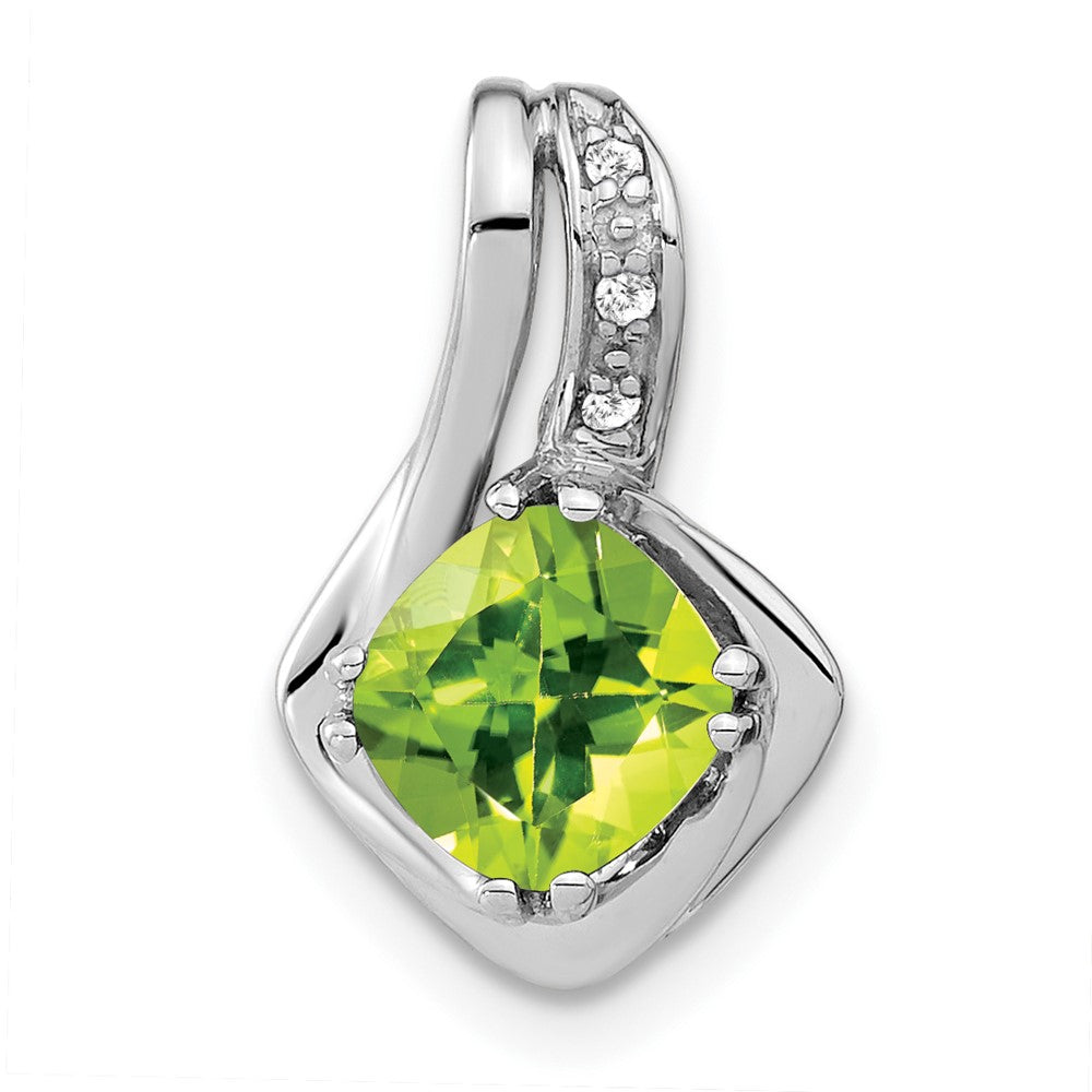 14K Weißgold Peridot- und Diamant-Anhänger