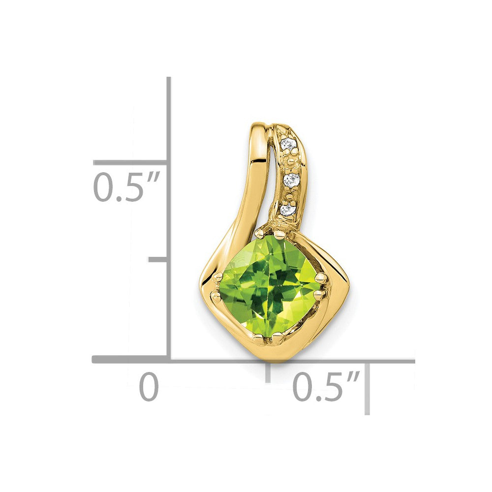 10K Gelbgold Anhänger mit Peridot und echtem Diamant