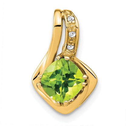 10K Gelbgold Anhänger mit Peridot und echtem Diamant