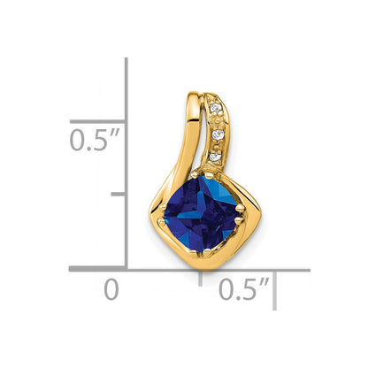14K Gelbgold Anhänger mit synthetischem Saphir und echtem Diamant