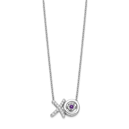 14K Weißgold Amethyst/real Diamant X und O Halskette