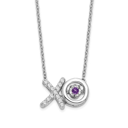 14K Weißgold Amethyst/real Diamant X und O Halskette