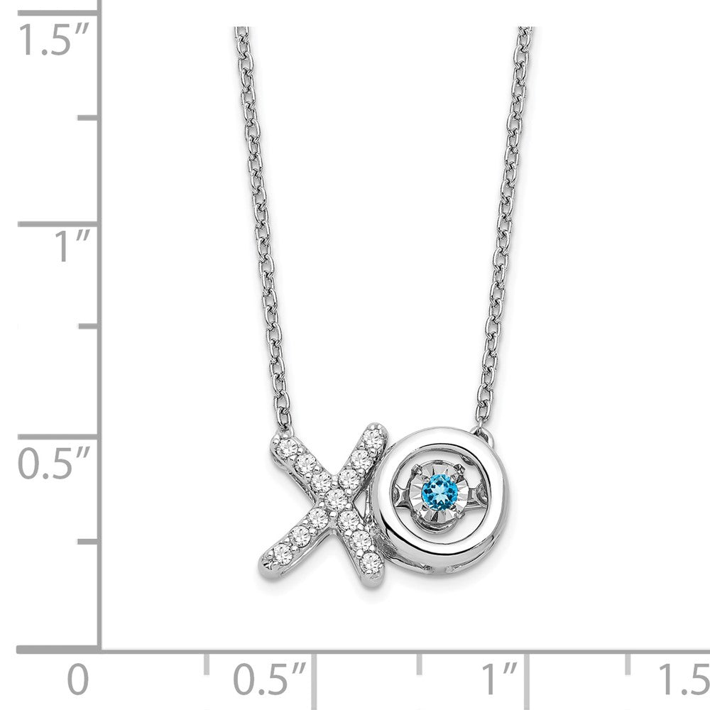 14K Weißgold Blautopas /real Diamant X und O Halskette