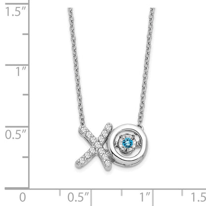 14K Weißgold Blautopas /real Diamant X und O Halskette