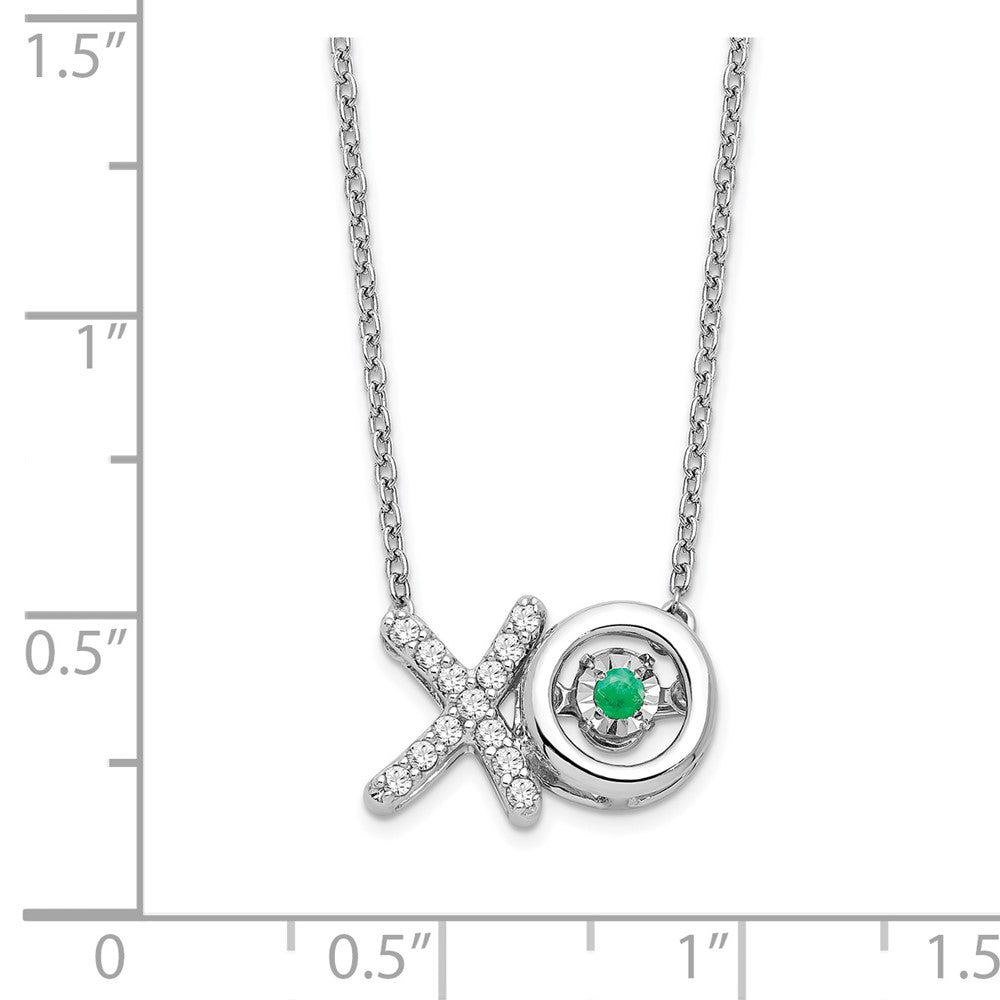 14K Weißgold Smaragd/real Diamant X und O Halskette