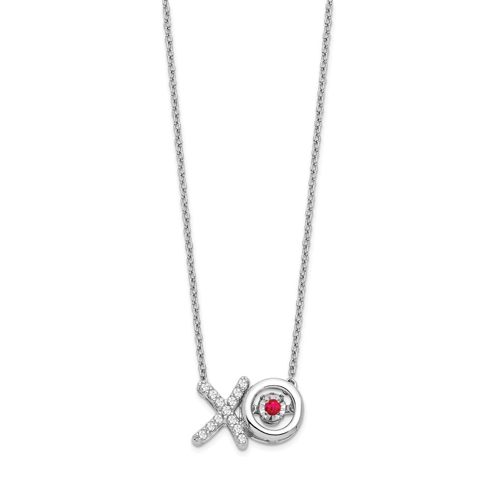 14K Weißgold Rubin/real Diamant X und O Lebhaft Edelstein Halskette