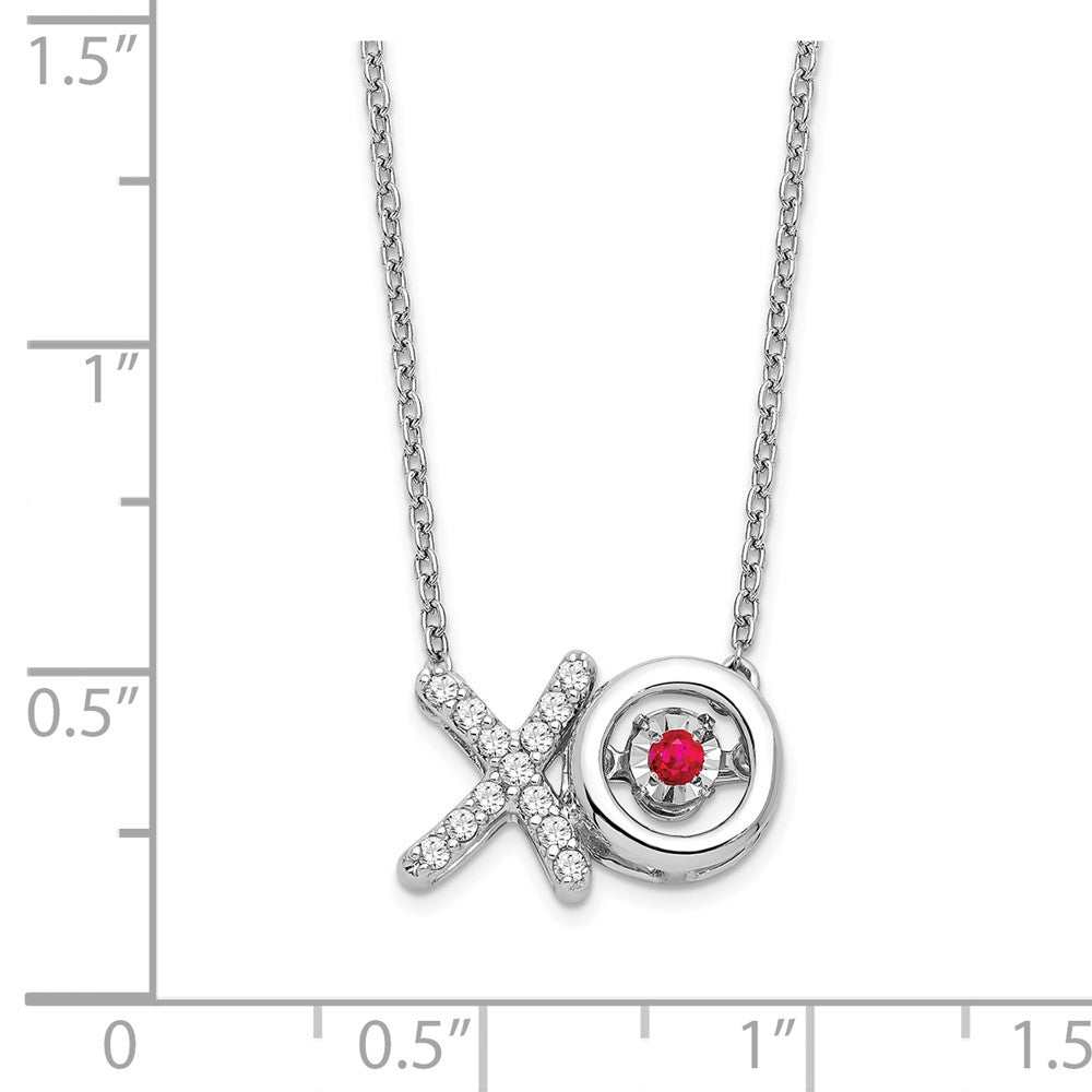 14K Weißgold Rubin/real Diamant X und O Lebhaft Edelstein Halskette