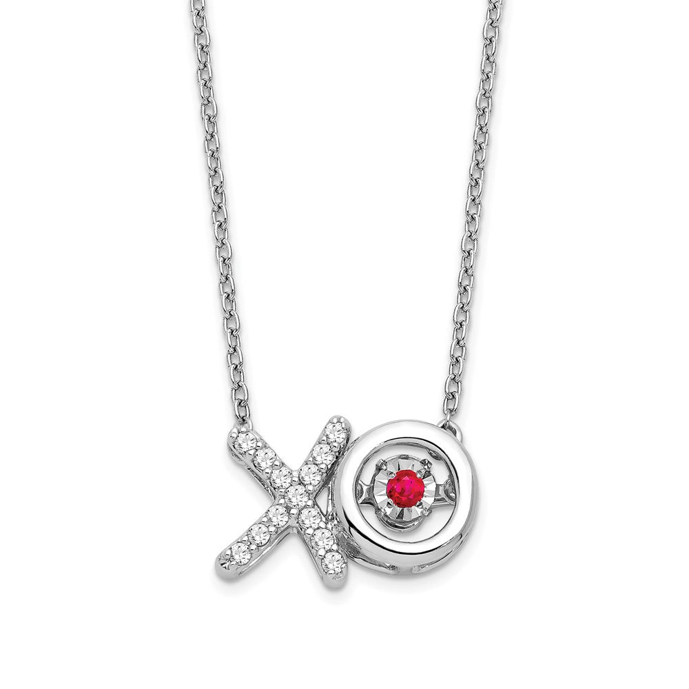 14K Weißgold Rubin/real Diamant X und O Lebhaft Edelstein Halskette